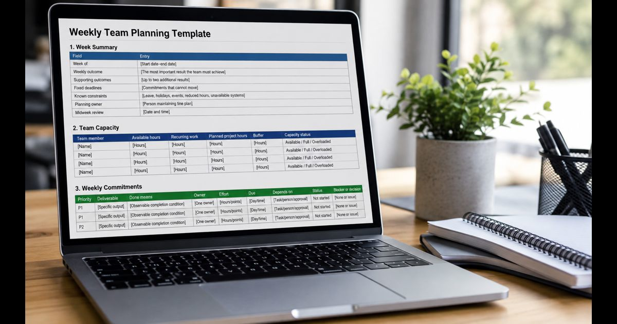 Weekly Team Planning Template: Set Priorities, Owners, and Capacity
